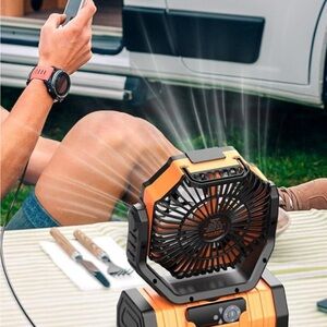 Compact Orange and Black Rechargeable Fan